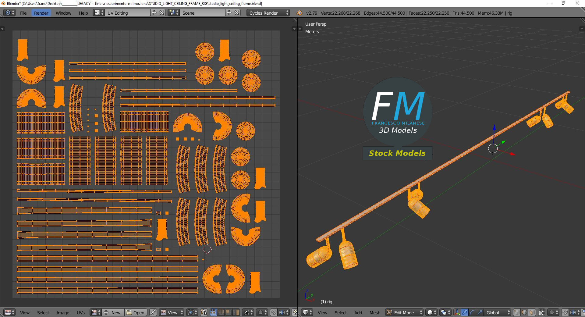 Studio light ceiling frame rig 3D model_10
