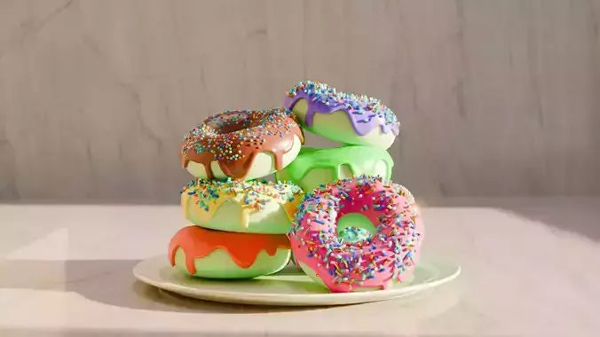 Lime Donut 3D Model - Blender Cycles Eevee PBR 3D model