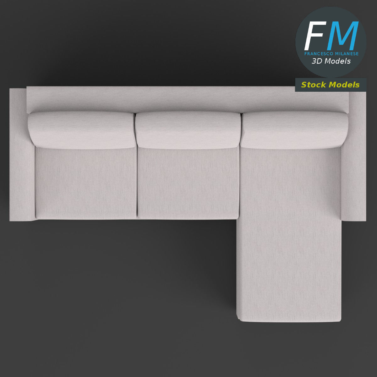 Angular couch sofa 3D model_6