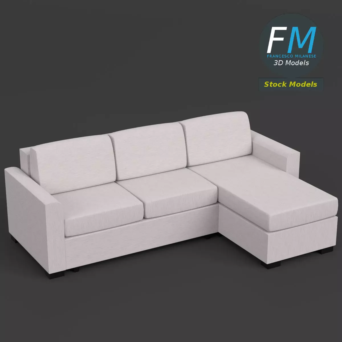 Angular couch sofa 3D model_0