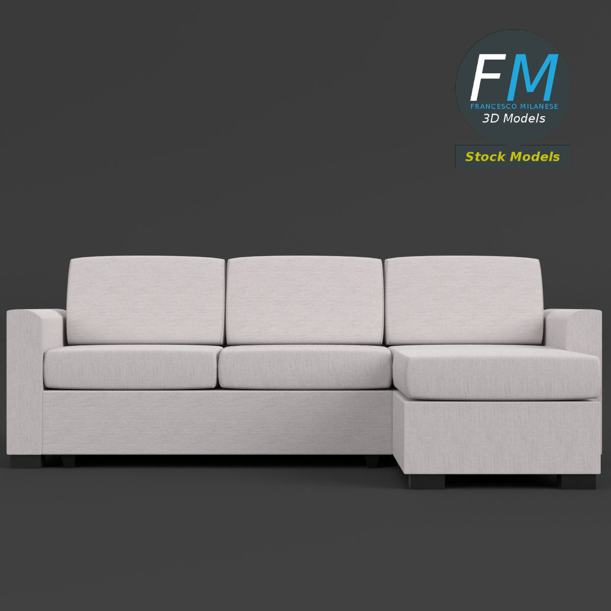 Angular couch sofa 3D model_3