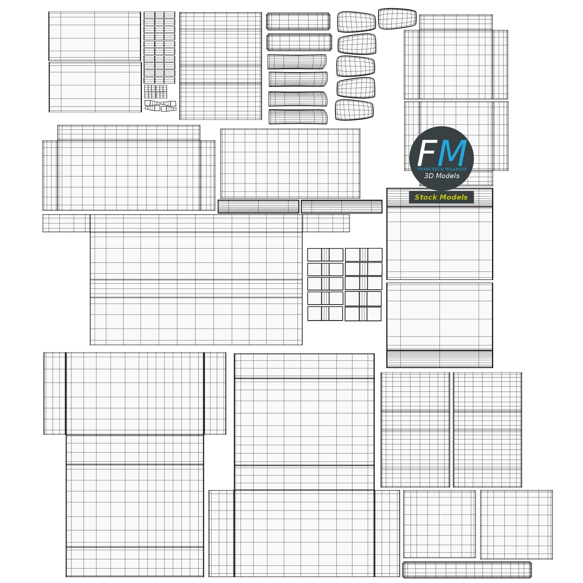 Angular couch sofa 3D model_11