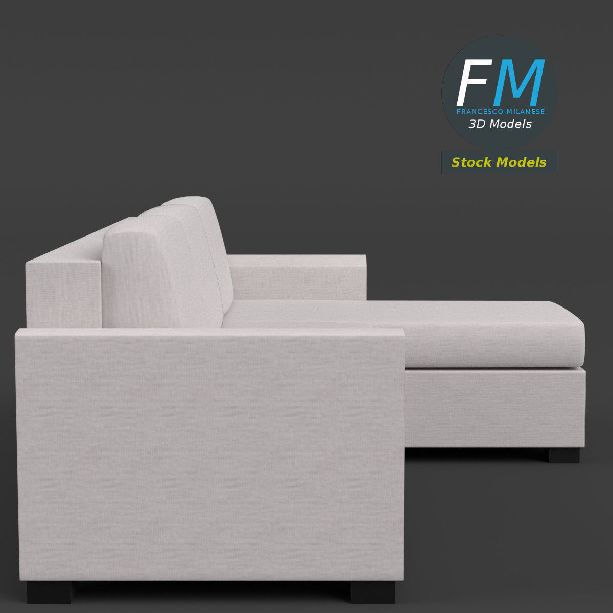 Angular couch sofa 3D model_4