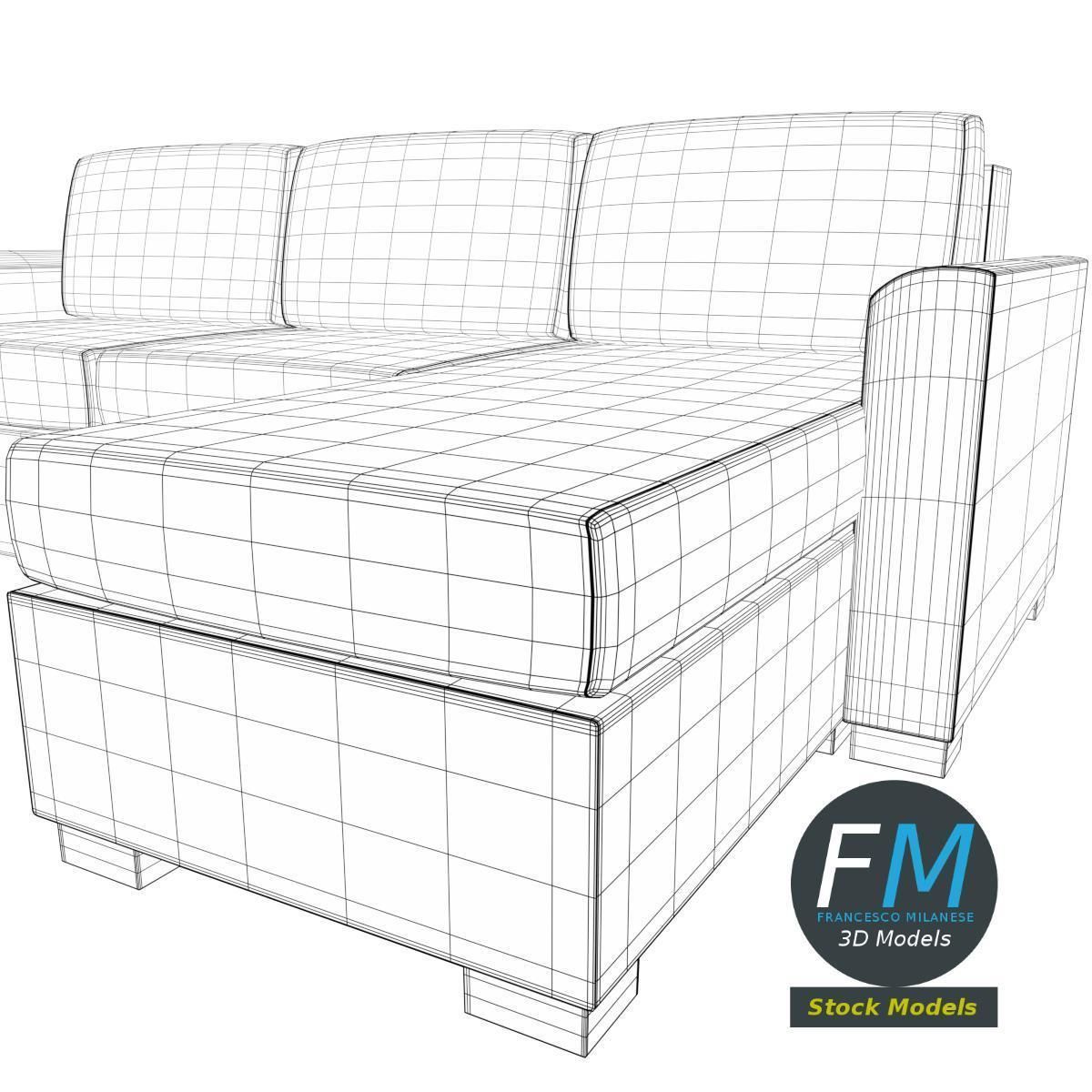 Angular couch sofa 3D model_8