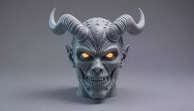 3D Printable Demon Mask Fantasy Creature Cosplay Mask Halloween