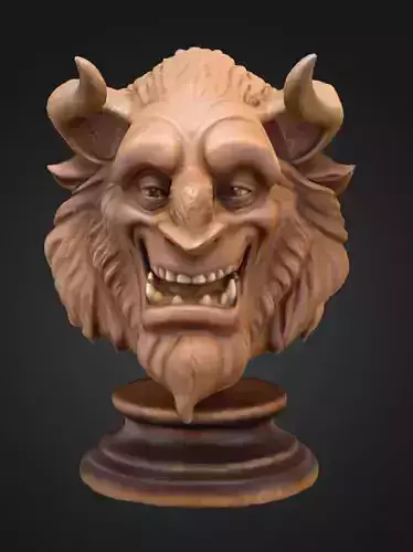 Stylized Demon Bust Fantasy Creature Head 