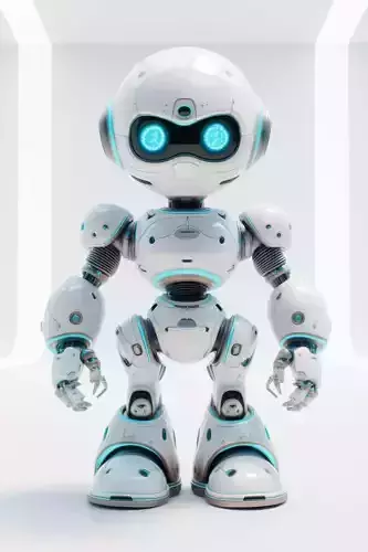 Cute Robot 3D Model Friendly Character Glowing Tech 