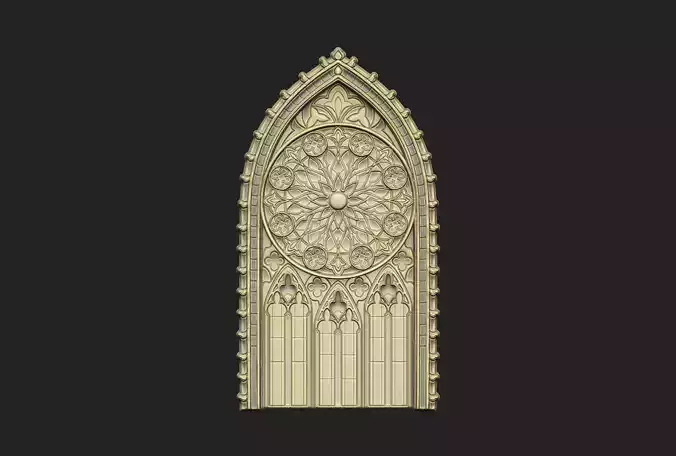 tracery window cathedral church historic ornament architect 3D print model
