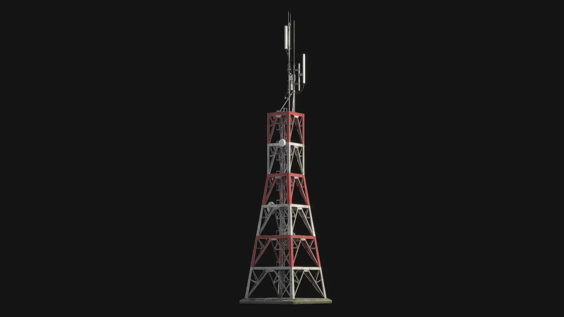 Telecommunication Antenna Tower Low-poly 3D model_10