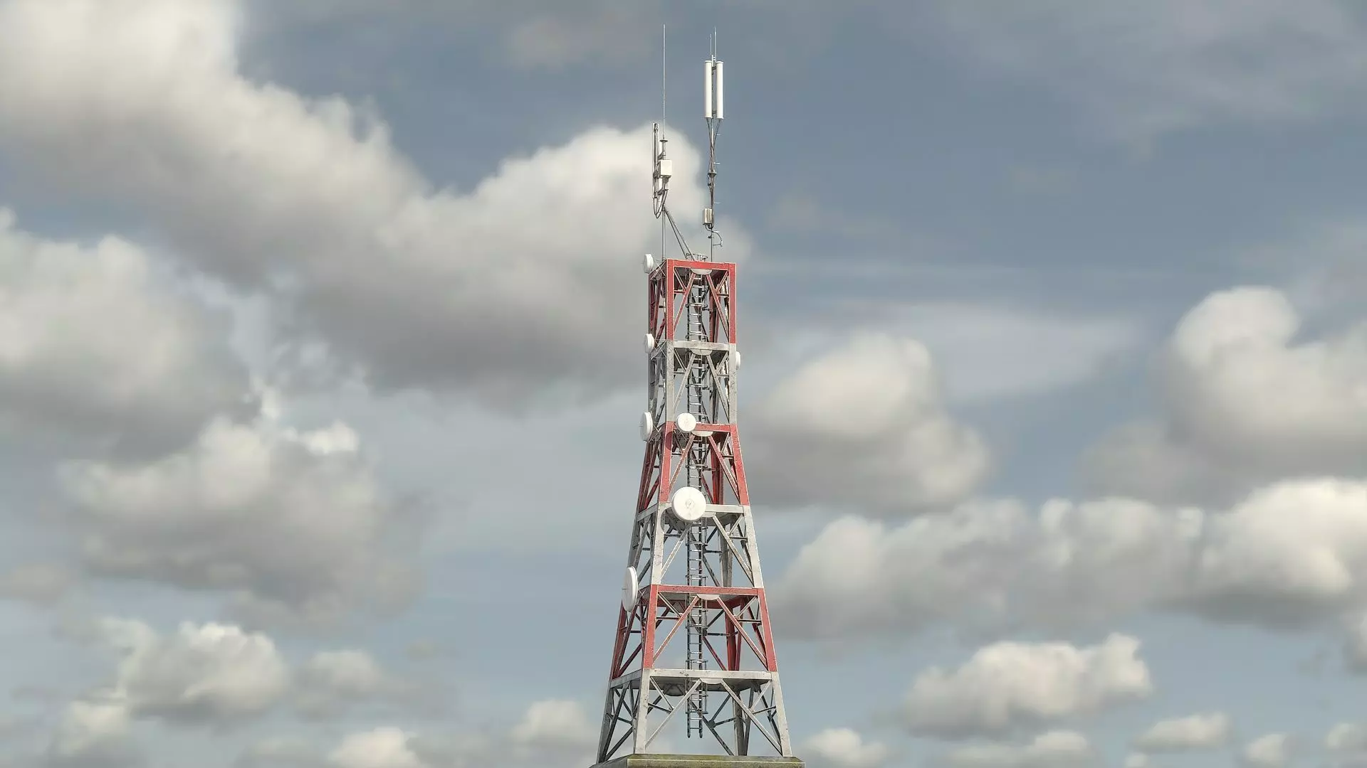 Telecommunication Antenna Tower Low-poly 3D model_0