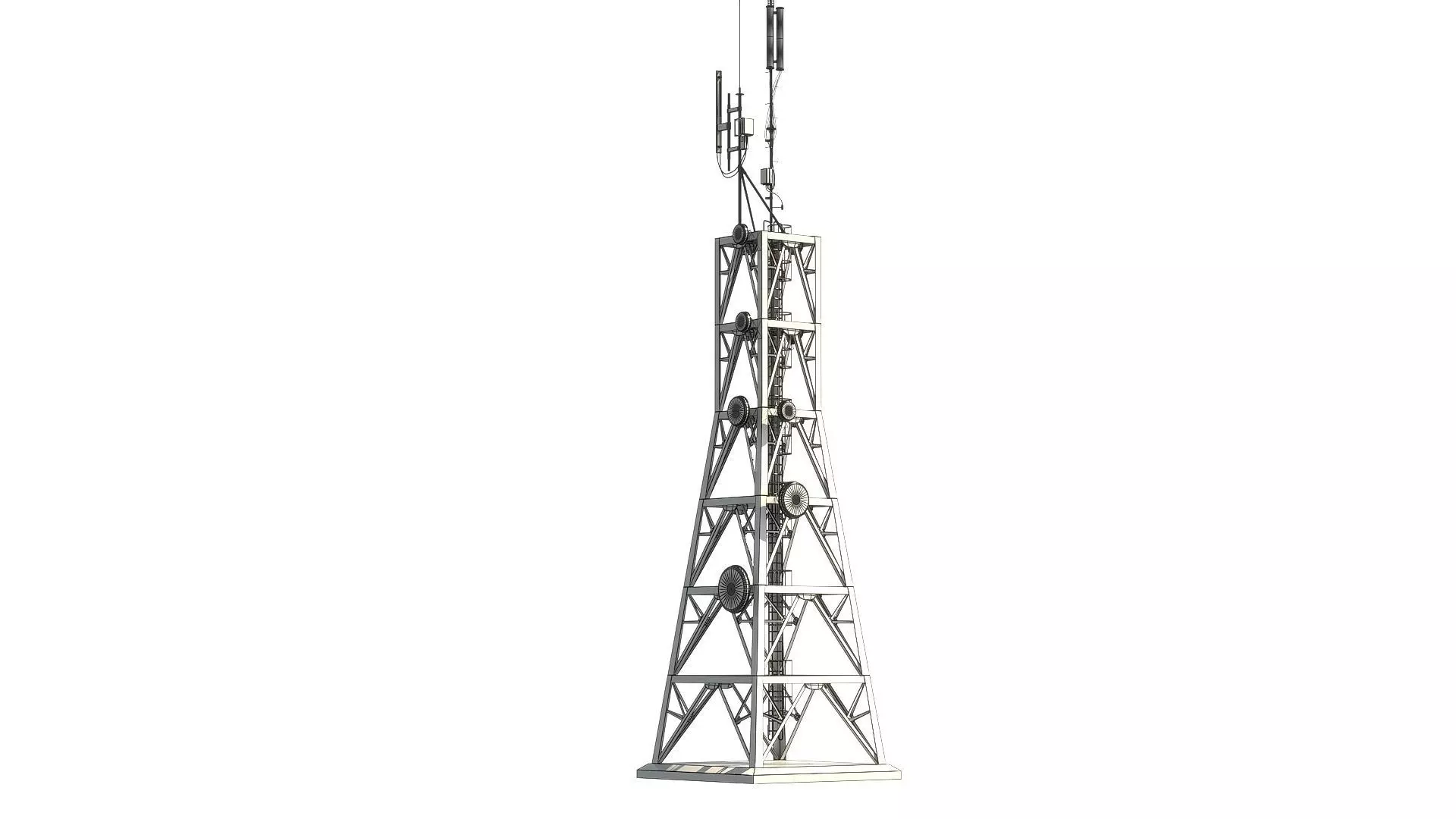 Telecommunication Antenna Tower Low-poly 3D model_15