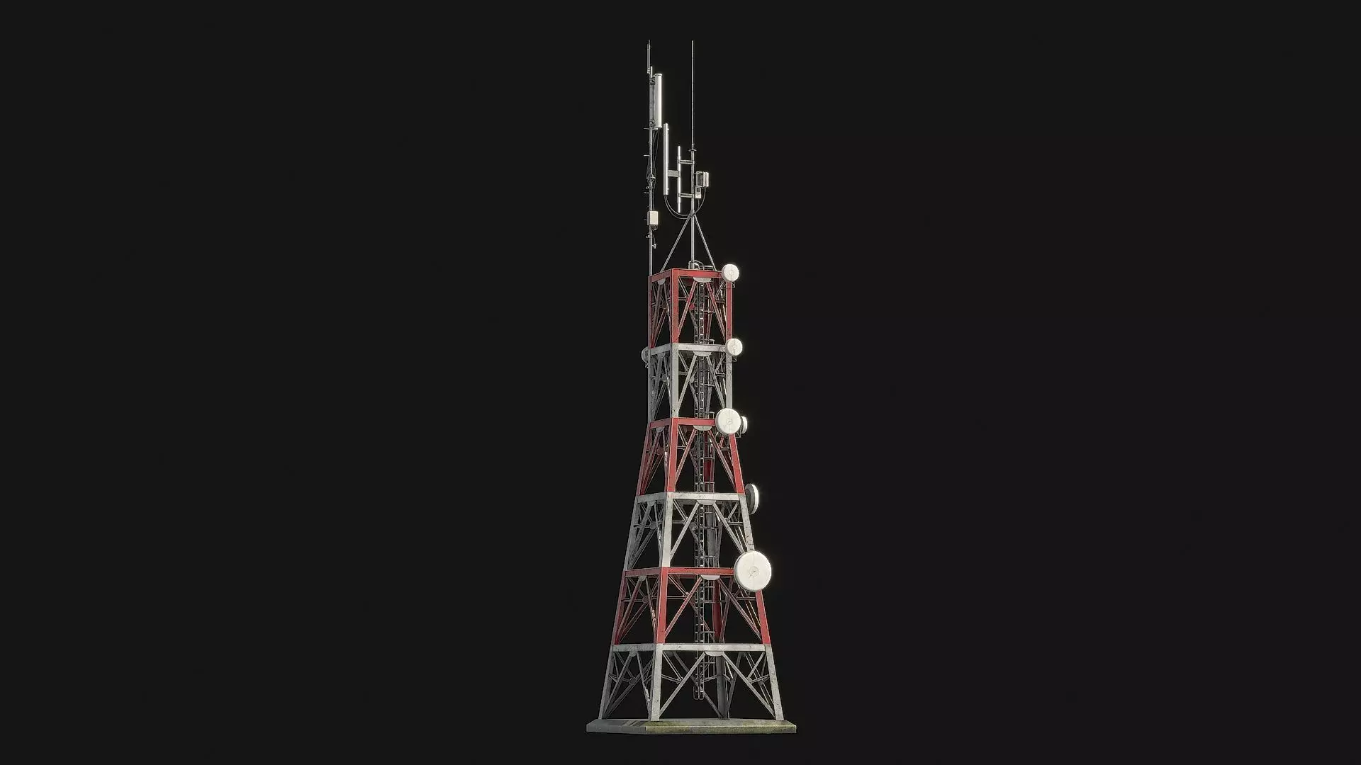 Telecommunication Antenna Tower Low-poly 3D model_7