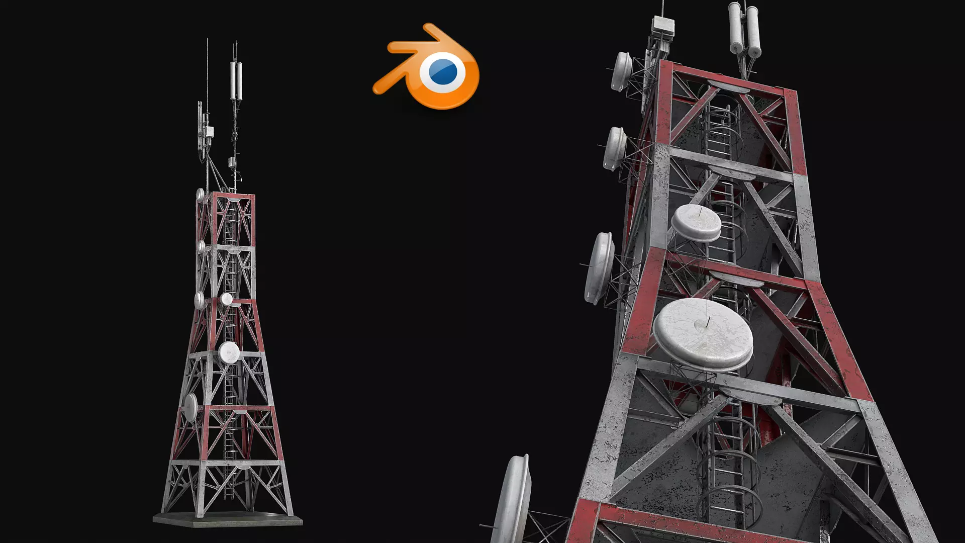 Telecommunication Antenna Tower Low-poly 3D model_6