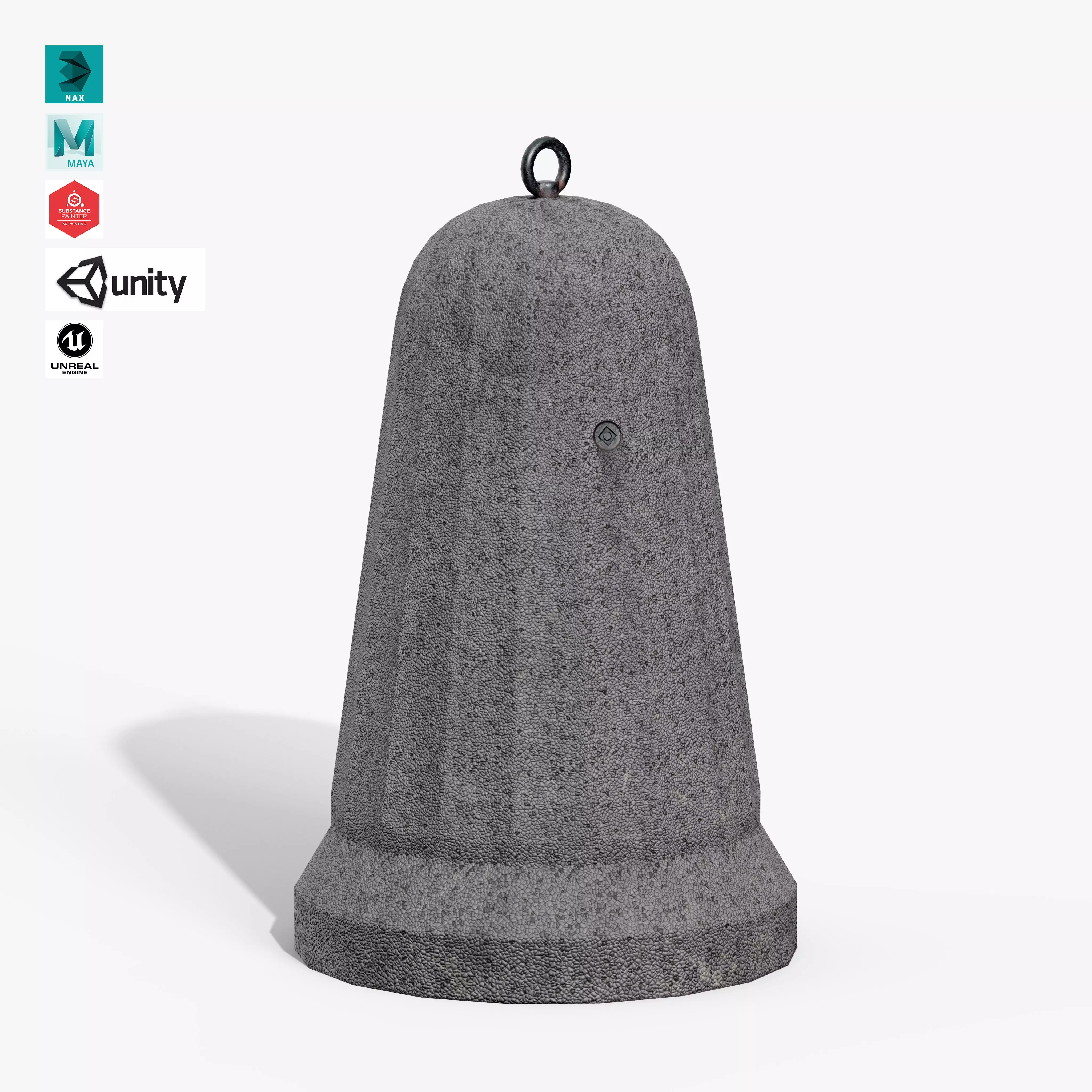 Concrete Bollard Low-poly 3D model_0