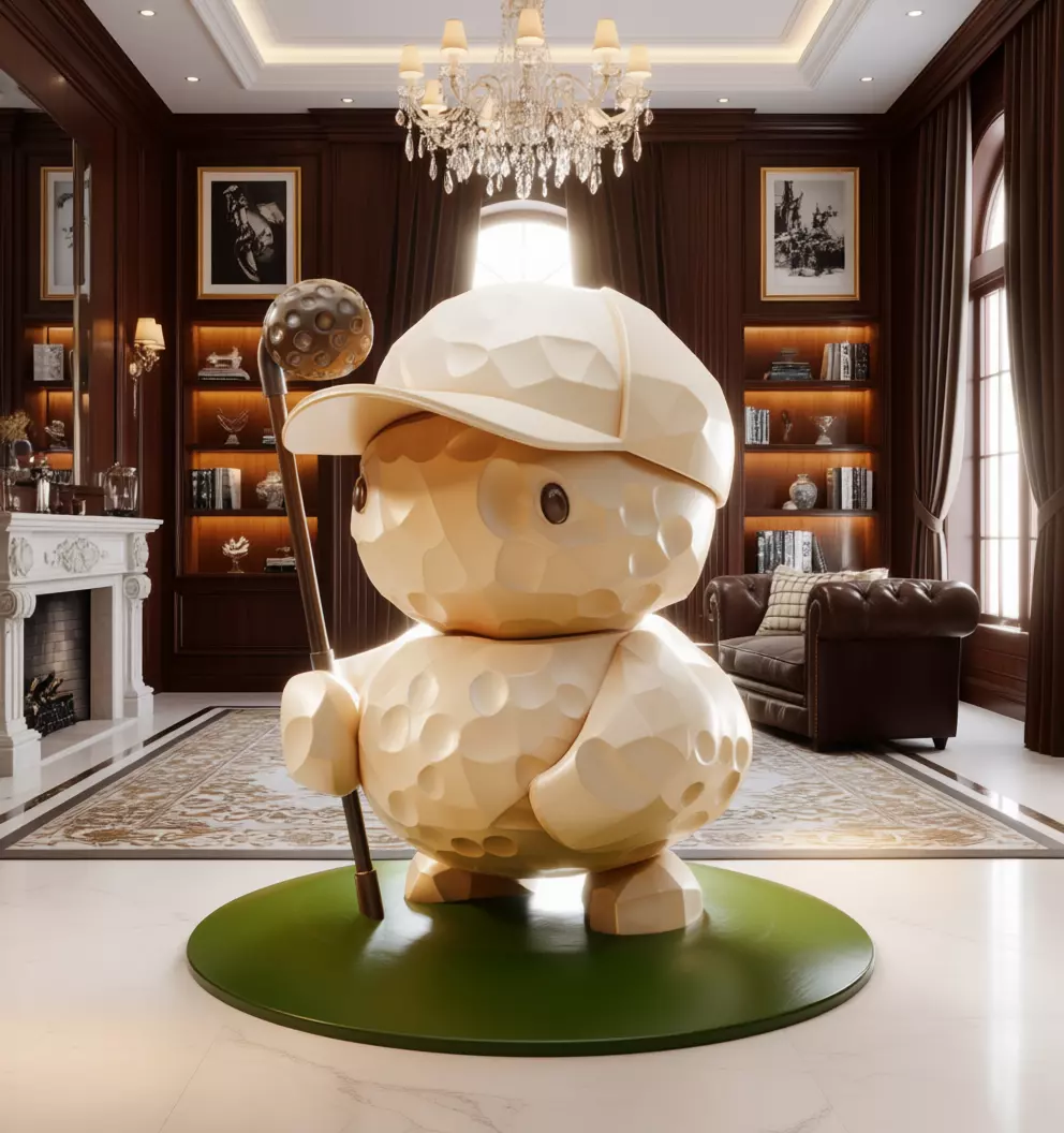 Cute Golfing Character 3D Model Cartoon Figure Club Ball Low-poly 3D model_1