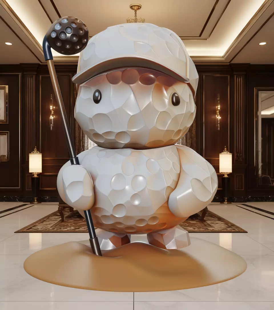 Cute Golfing Character 3D Model Cartoon Figure Club Ball Low-poly 3D model_0