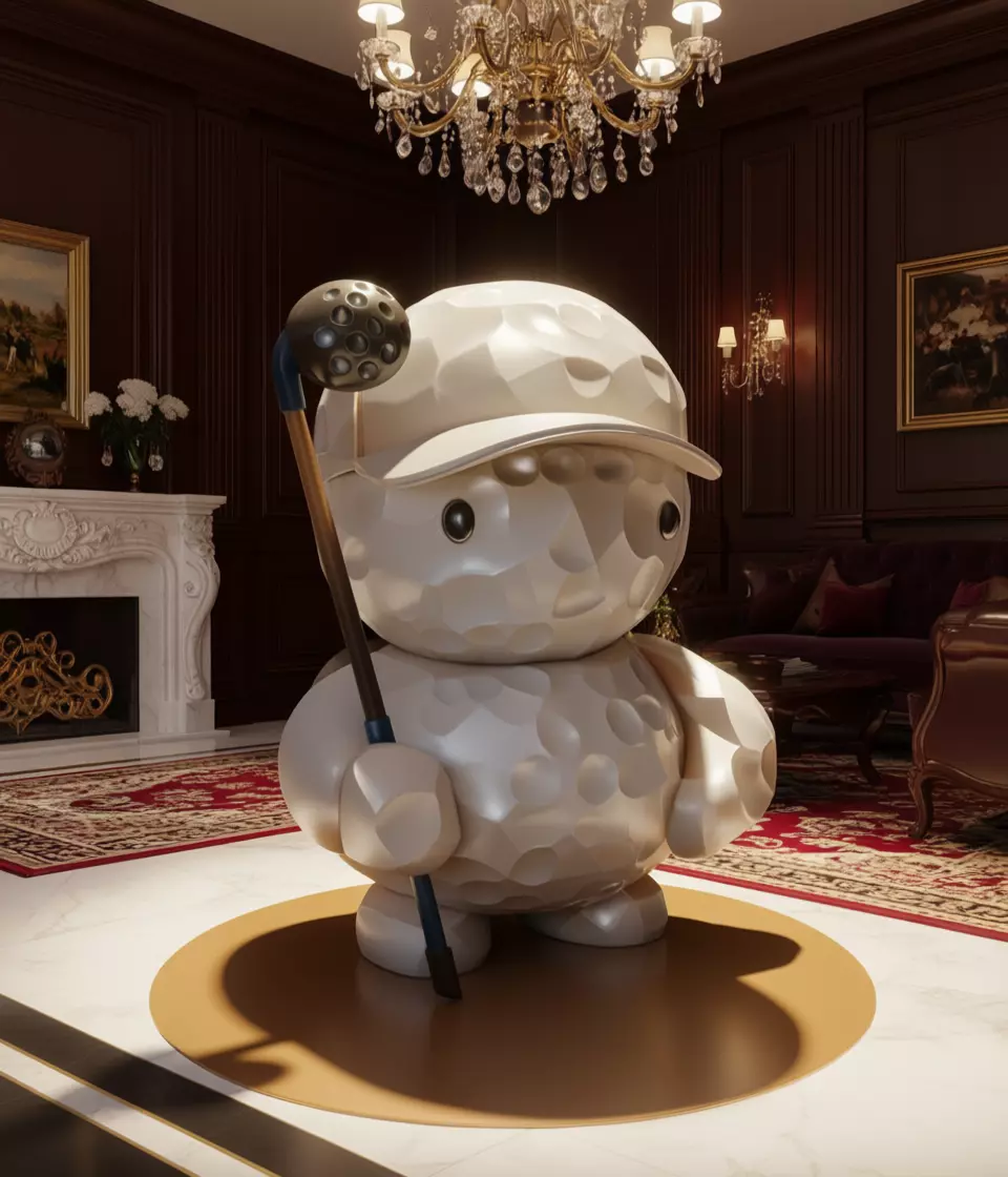 Cute Golfing Character 3D Model Cartoon Figure Club Ball Low-poly 3D model_2