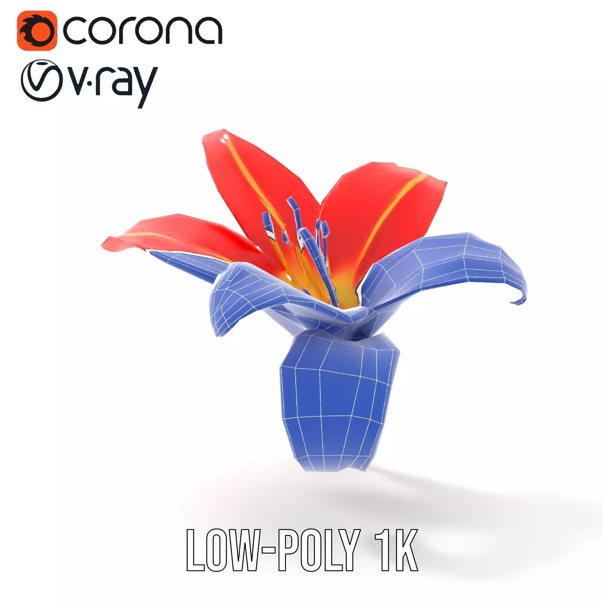 Radiant Red Lily model pack Low-poly 3D model_26