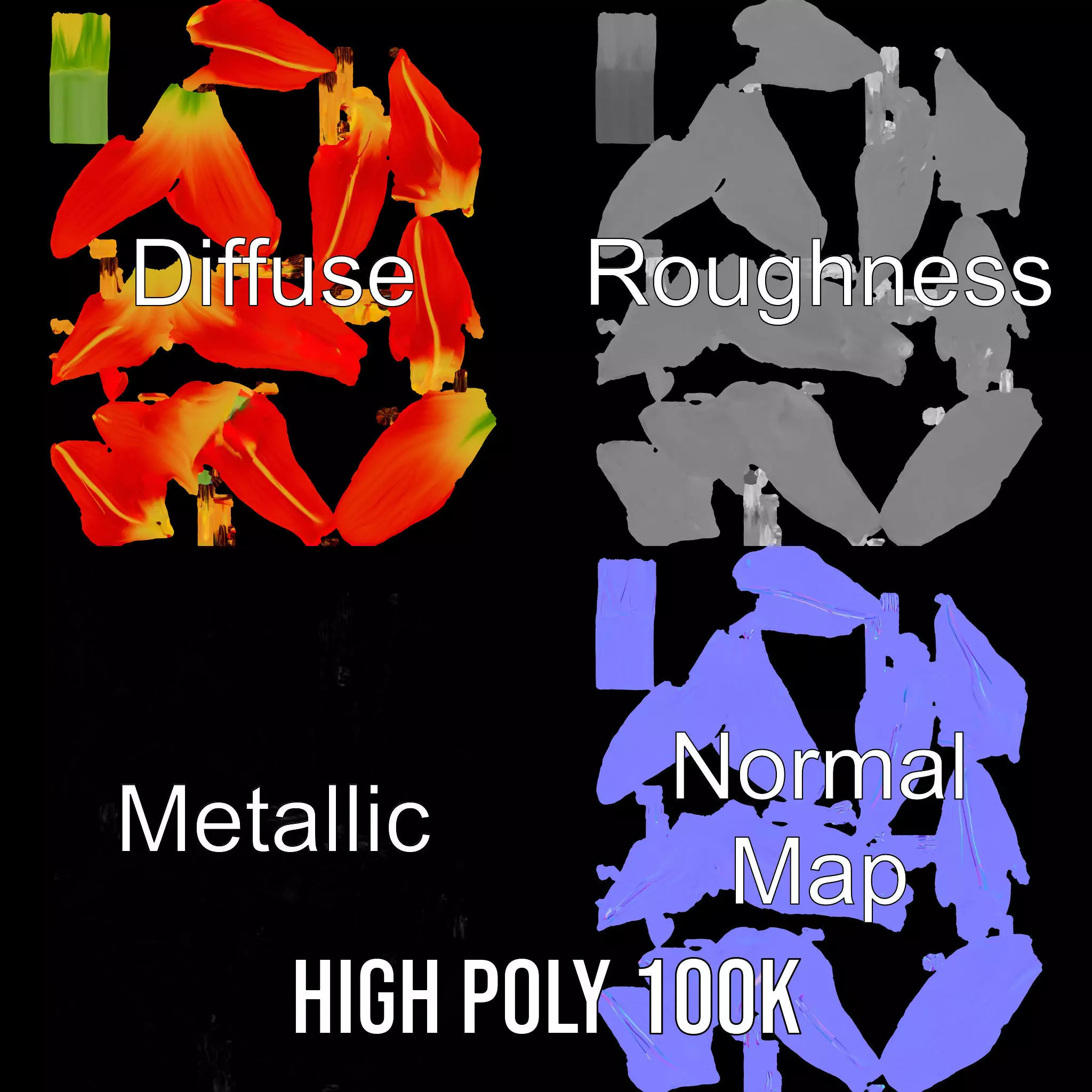 Radiant Red Lily model pack Low-poly 3D model_4