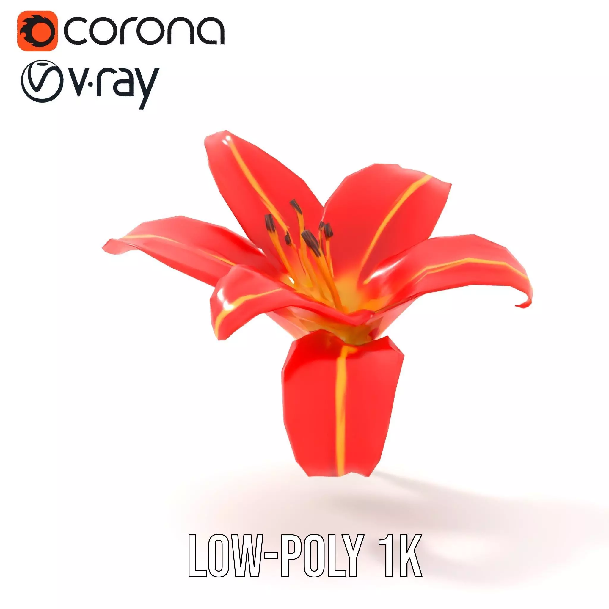 Radiant Red Lily model pack Low-poly 3D model_15