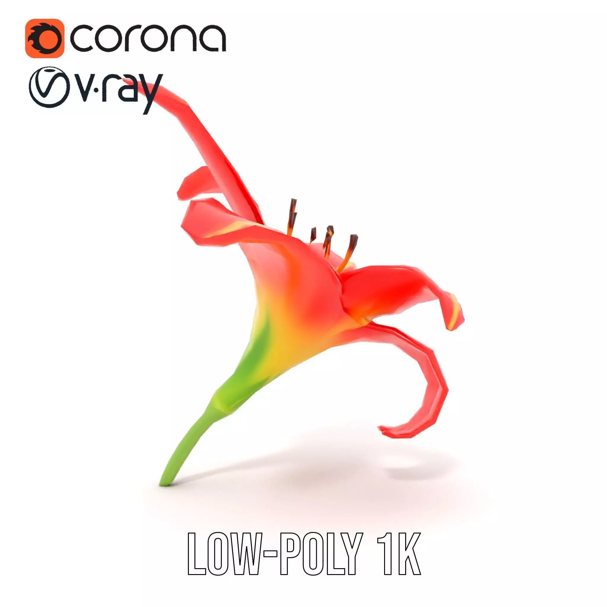 Radiant Red Lily model pack Low-poly 3D model_8