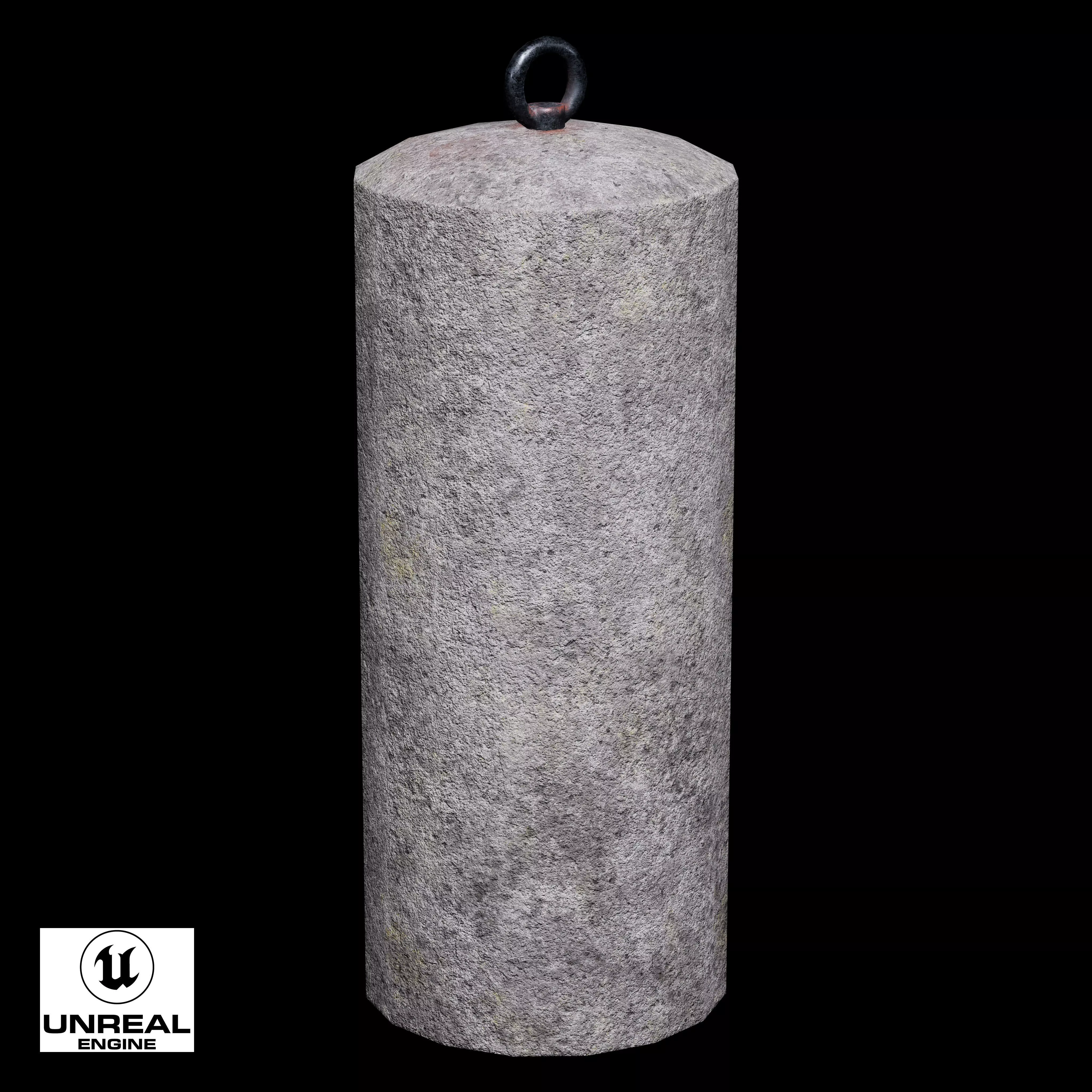 Granite Bollard Low-poly 3D model_10