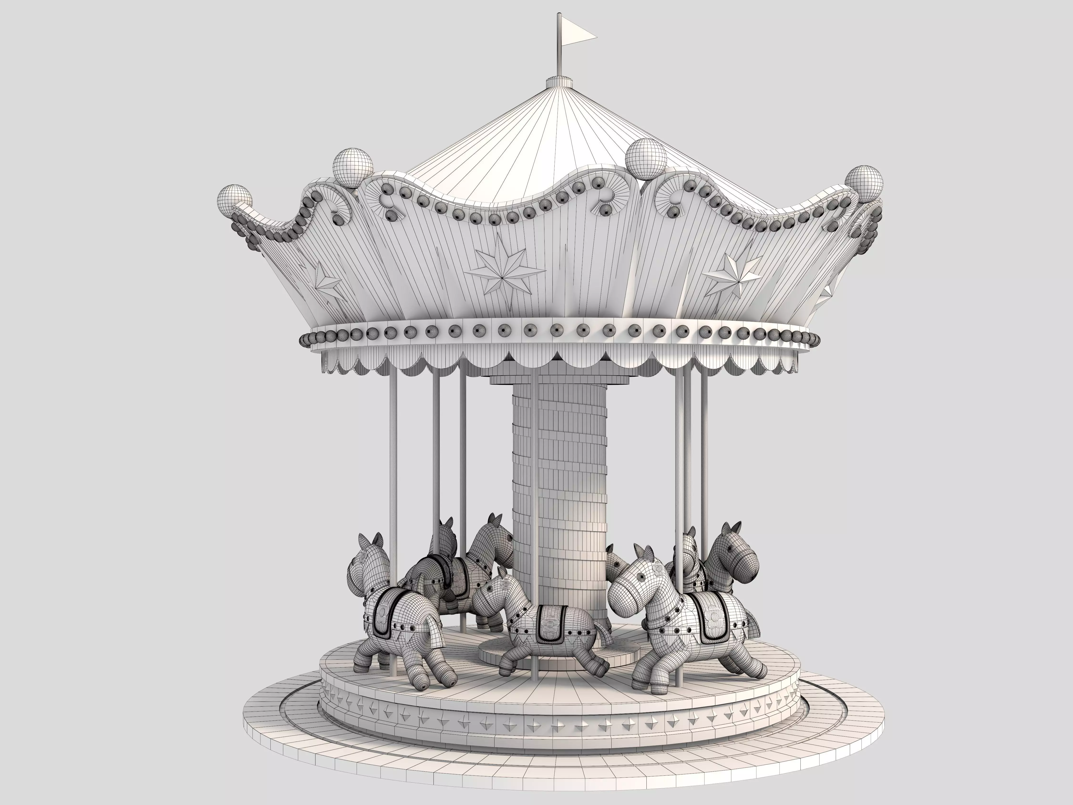 merry-go-round ride 3D model 3D model_8