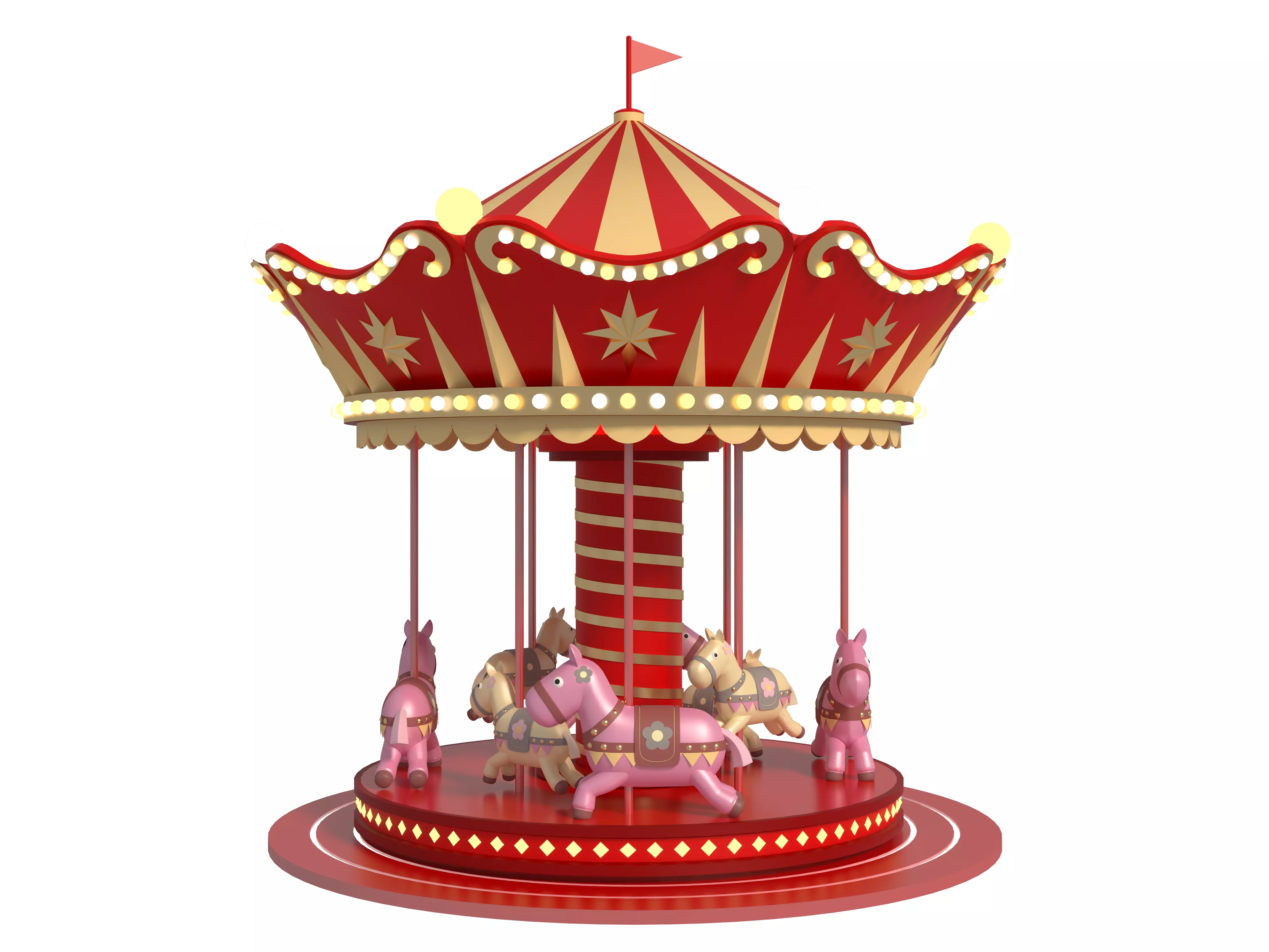 merry-go-round ride 3D model 3D model_3