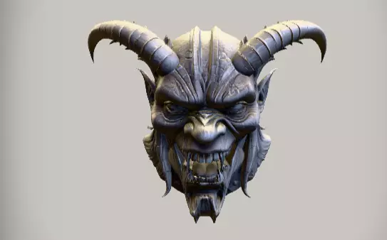 3D Printable Oni Demon Half Mask  Wearable Cosplay Mask 3D print model_0