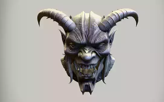3D Printable Oni Demon Half Mask  Wearable Cosplay Mask