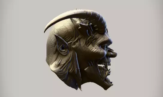 3D Printable Oni Demon Half Mask  Wearable Cosplay Mask 3D print model_4