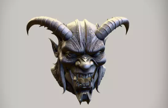3D Printable Oni Demon Half Mask  Wearable Cosplay Mask 3D print model_5