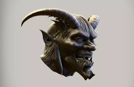 3D Printable Oni Demon Half Mask  Wearable Cosplay Mask 3D print model_1