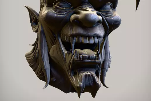 3D Printable Oni Demon Half Mask  Wearable Cosplay Mask 3D print model_7