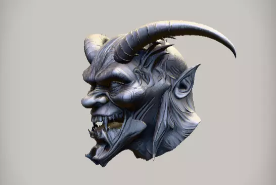 3D Printable Oni Demon Half Mask  Wearable Cosplay Mask 3D print model_2