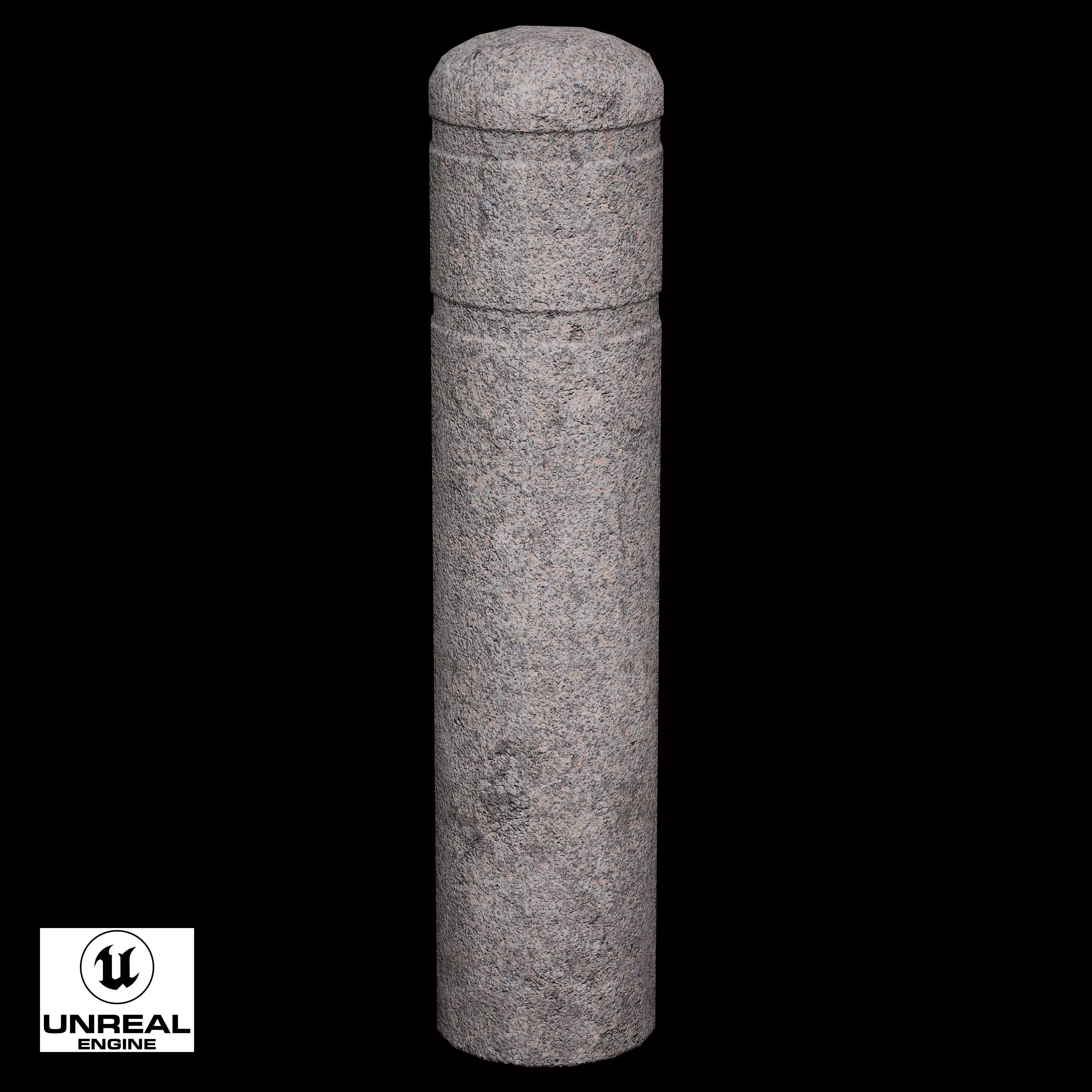 Granite Bollard Pillars Low-poly 3D model_10