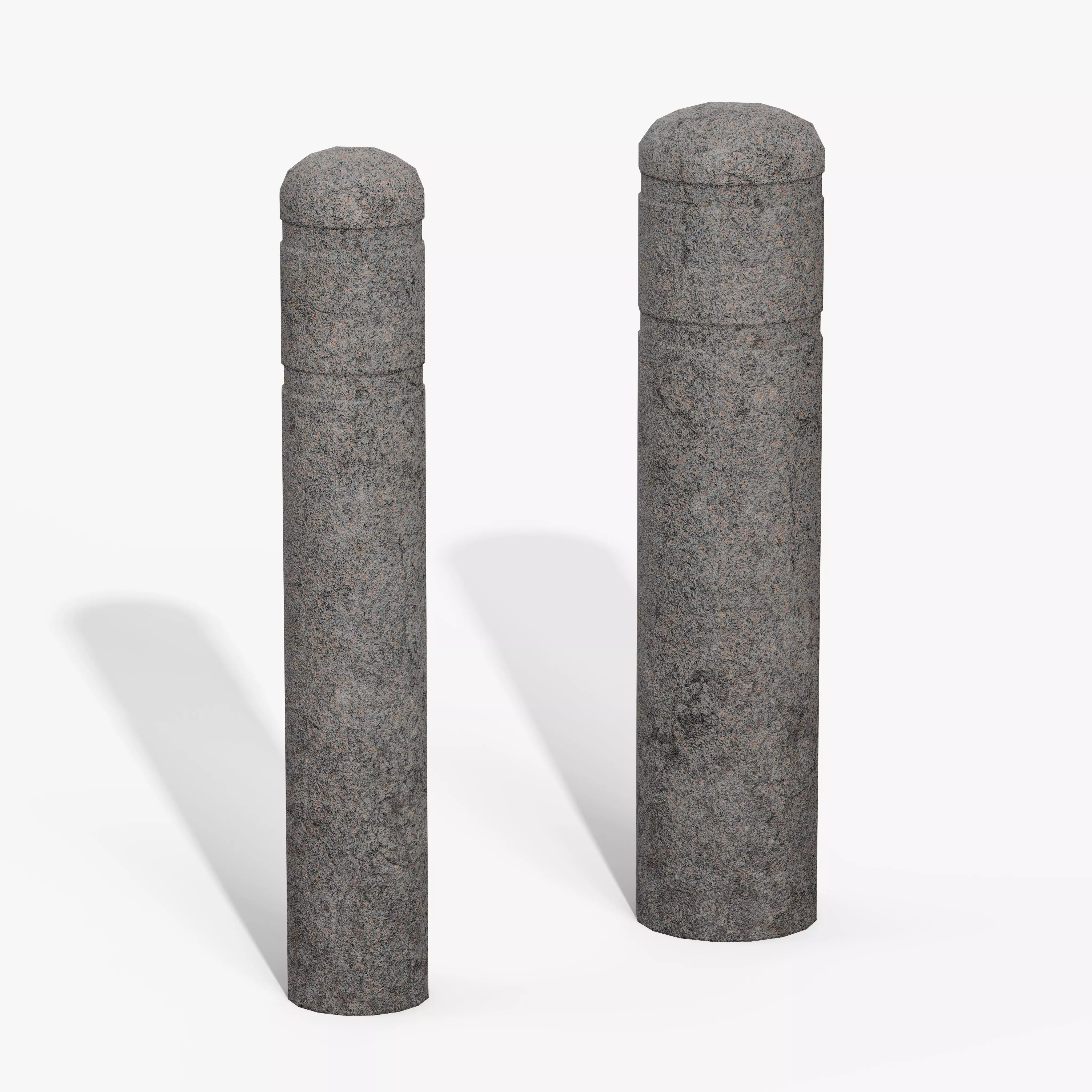 Granite Bollard Pillars Low-poly 3D model_5