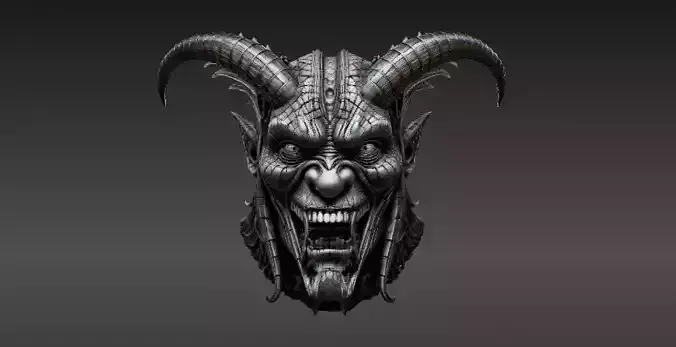 3D Printable Oni Half Mask Demon Cosplay Mask Two Pack