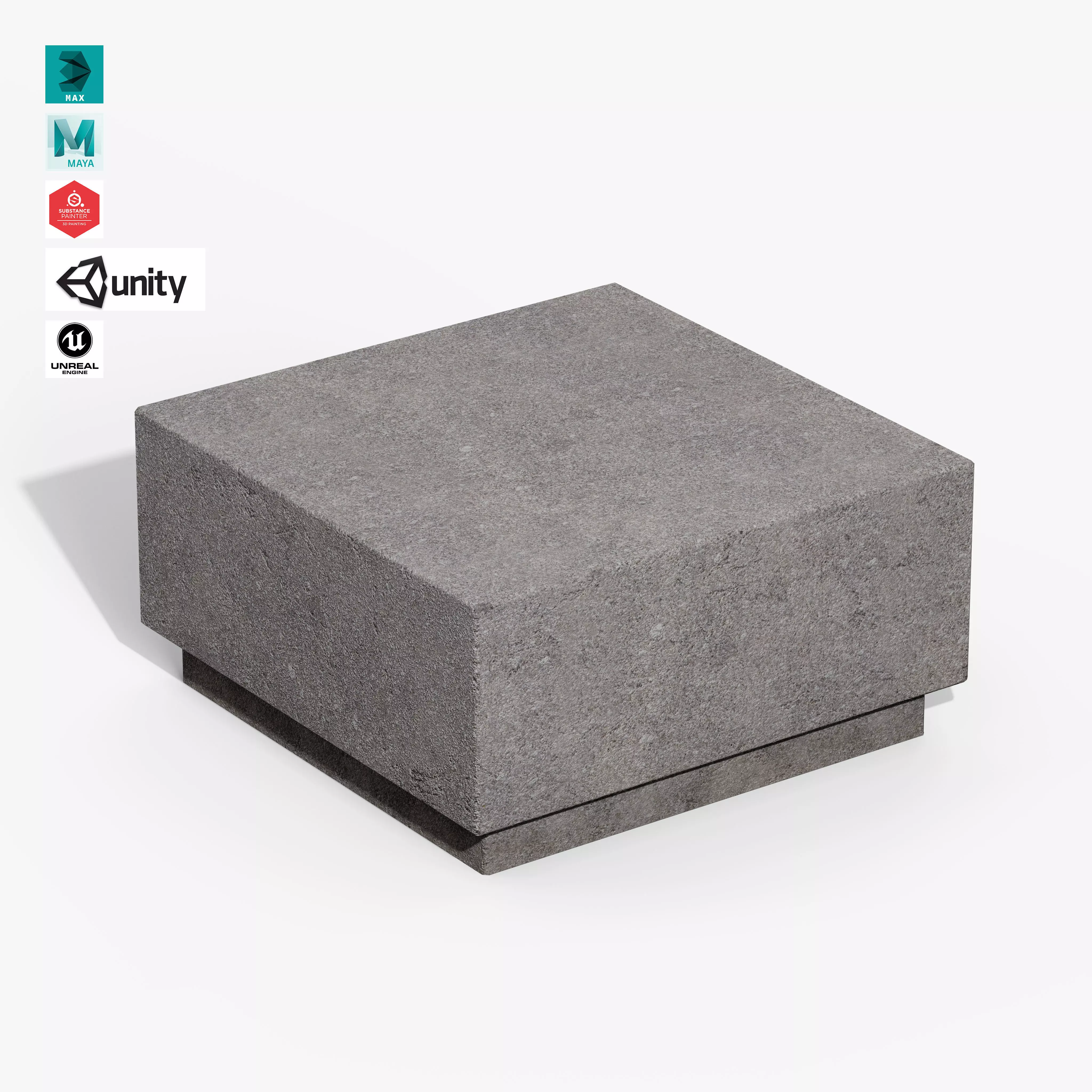 Granite Bollard Seat Low-poly 3D model_0