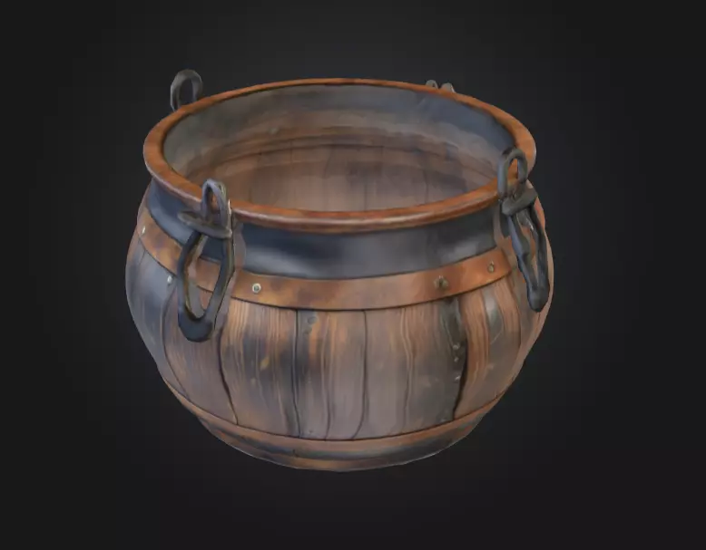 Medieval Cauldron Low-poly 3D model_3