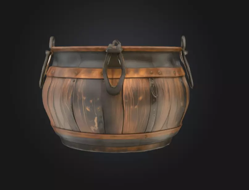 Medieval Cauldron Low-poly 3D model_6