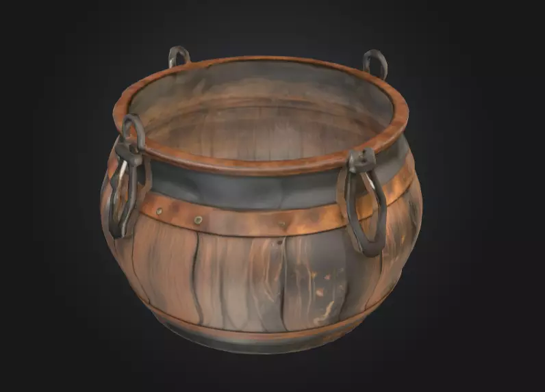 Medieval Cauldron Low-poly 3D model_1