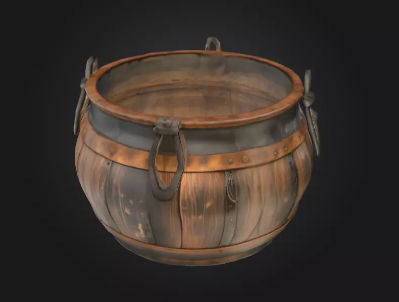 Medieval Cauldron Low-poly 3D model_0