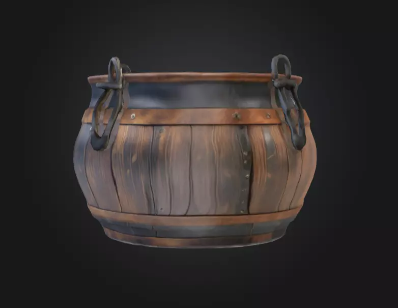 Medieval Cauldron Low-poly 3D model_4