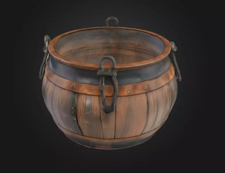 Medieval Cauldron Low-poly 3D model_2