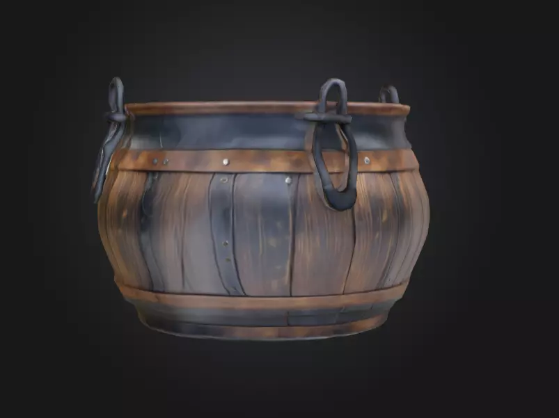 Medieval Cauldron Low-poly 3D model_5