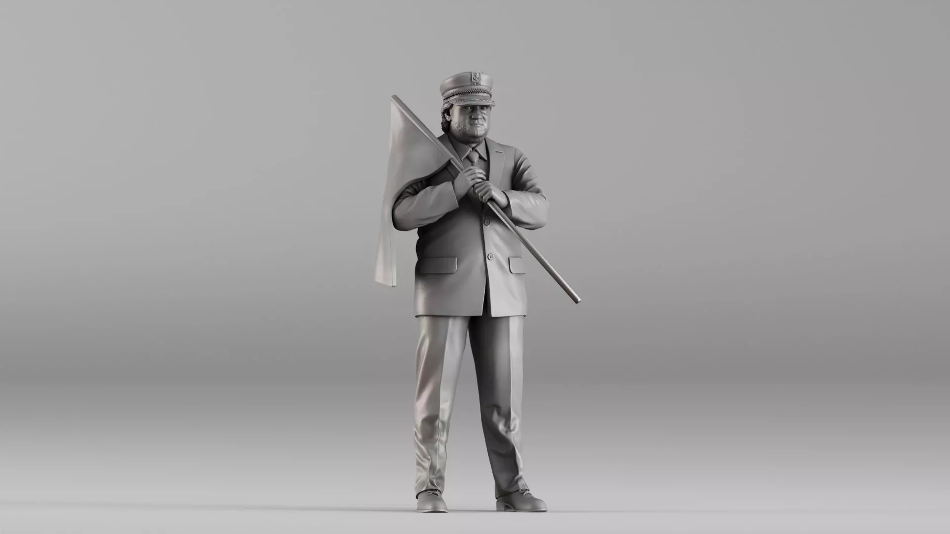 002418 Train Station Master Holding a Flag STL Miniature Free 3D print model