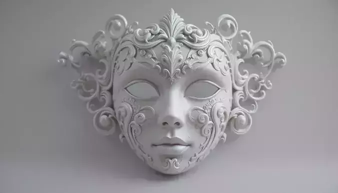 Venetian Full Face Masquerade Mask Ornamental 3D Printable 3D print model Venetian Full Face Masquerade Mask Ornamental 3D Printable 3D print model