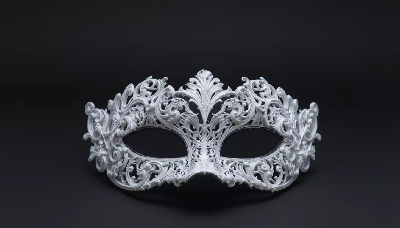 Ornate White Face Mask Masquerade Mask 3D Printable Cosplay Mask 3D print model_1
