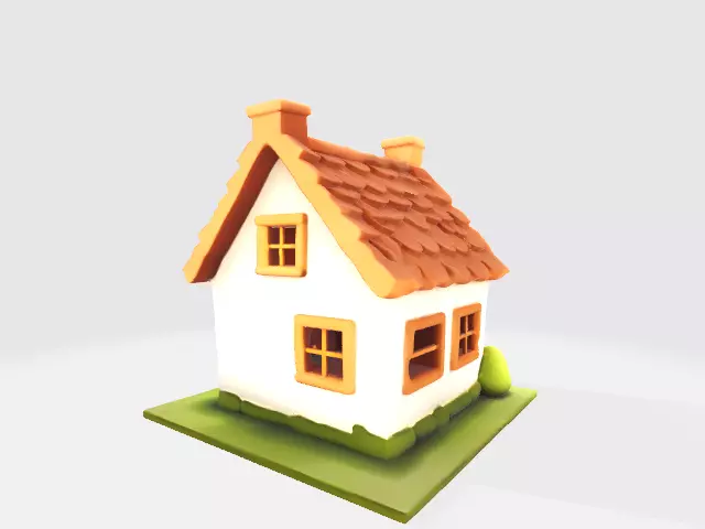 Lowpoly house Low-poly 3D model_1